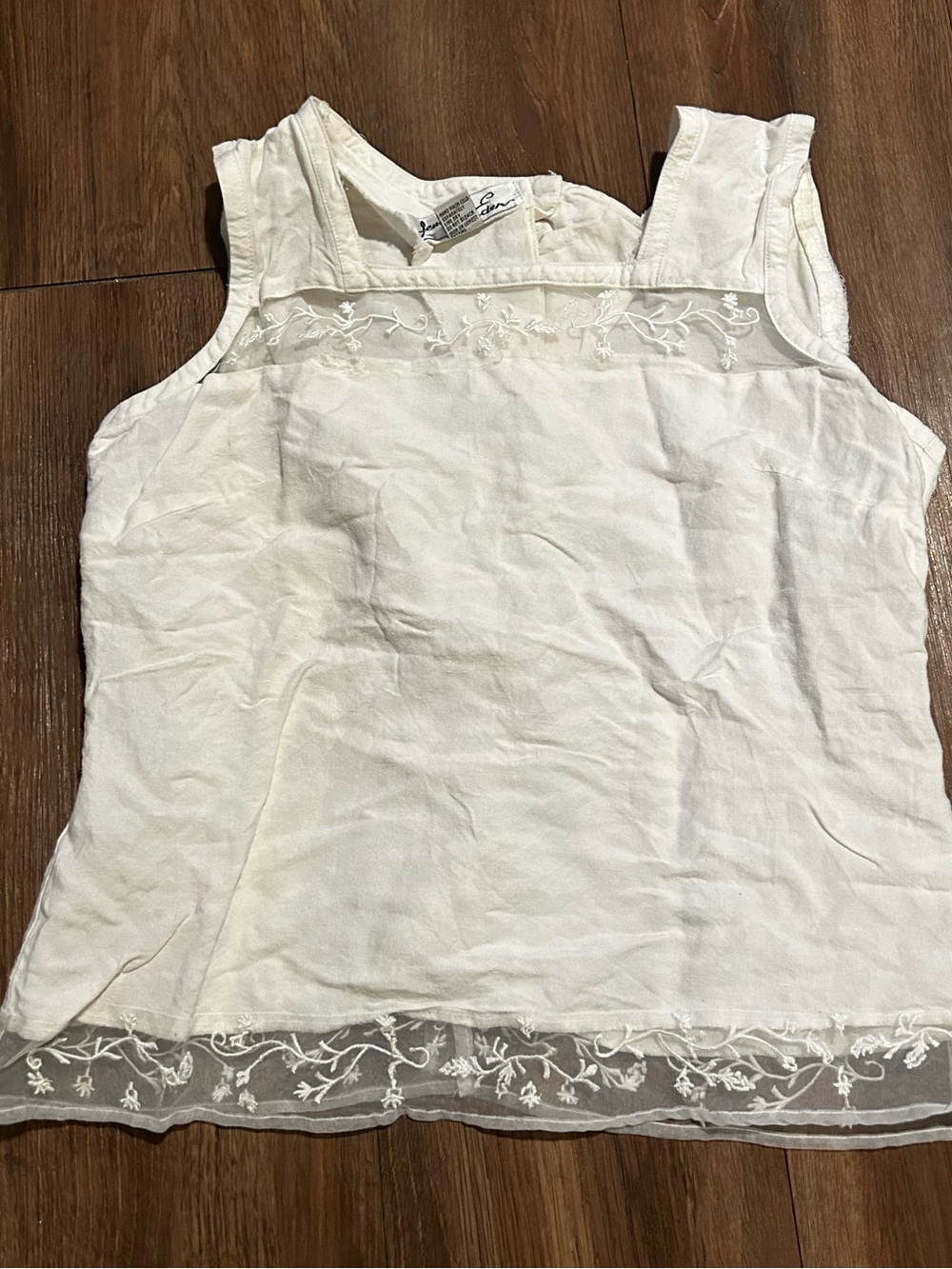 Jennifer Eden Coquette White lace Square Top Cottage Core With Buttons On Back